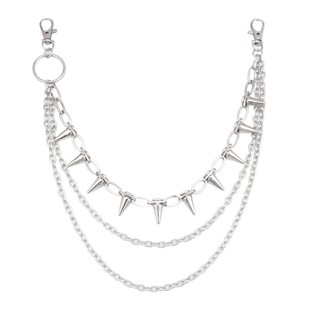 亚文化哥特暗黑朋克铆钉链条双层裤链潮嘻哈挂饰夸张腰链包链装饰