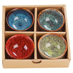 窑变茶杯主人杯茶盏套装4只陶瓷功夫茶具茶碗个人专用建盏杯高档