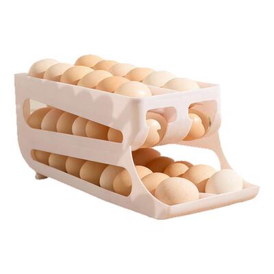 滚动鸡蛋收纳盒厨房多层斜口自动