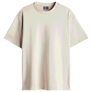 HM男装女装T恤春季柔软重磅基础宽松版短袖户外出游上衣1232194