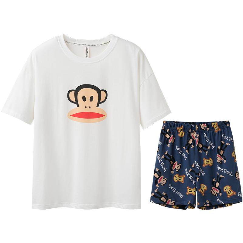 大嘴猴居家服睡衣夏季女新款纯棉短袖家居服休闲薄款男女情侣套装