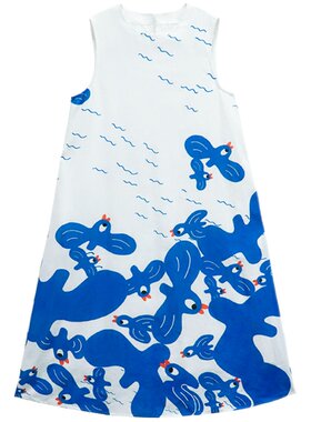 咖沫夏季撞色设计艺术感印花长裙