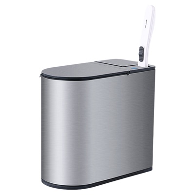 智能感应带马桶刷垃圾桶 可替换头卫生间窄形带盖卫生桶