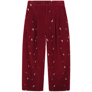 落落狷介 深冬独特超好看裤子2025年新款灯芯绒加绒直筒裤小个子