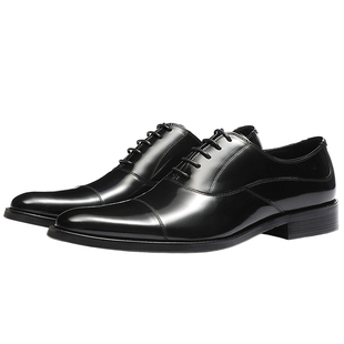 三接头男士皮鞋亮皮商务正装牛津鞋青年真皮英伦西装鞋男新郎婚鞋