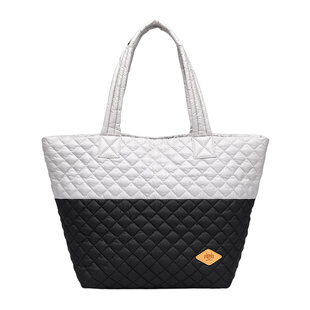 Pepsi/百事菱格纹通勤托特包女大容量轻便时尚羽绒单肩手提电脑包