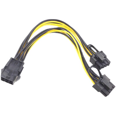 6pin公母转双8pin显卡供电电源线