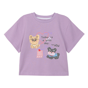 小O宝Okids童装 宝宝夏季卡通短袖t恤女2026夏季女童洋气图案上衣