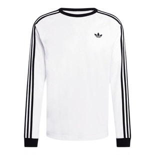 Adidas阿迪达斯三叶草男子三条纹时尚复古运动长袖T恤KE3545