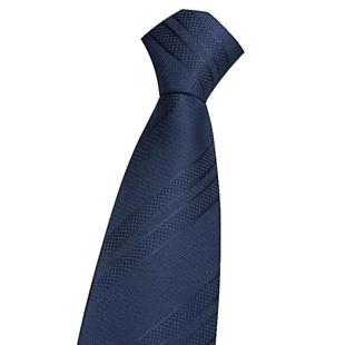 深蓝色条纹领带免打结男正装商务拉链式懒人职业高端易拉得高级感