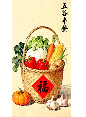五谷丰登餐厅装饰画丰收壁画复古田园风景饭店餐馆农家乐挂画