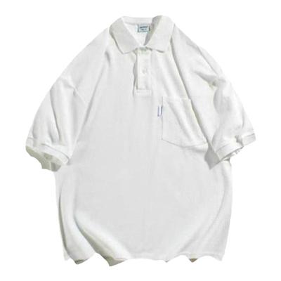 日系city夏季宽松纯色短袖polo衫
