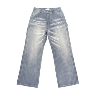 TBR 法工青光雾霾蓝水洗伐木裤b11版型宽松直筒工装裤