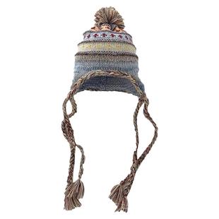 费尔岛黎明编织流苏护耳帽子女秋冬季复古彩色条纹提花防寒毛线帽