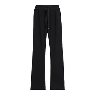 Ed Hardy埃德哈迪夏季新款女士高腰黑色坠感阔腿微喇针织长裤