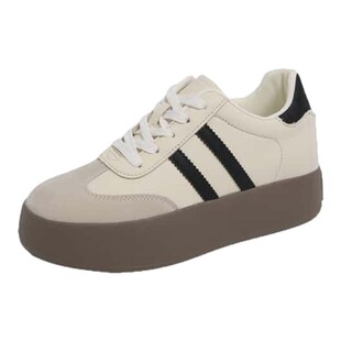 小个子7cm内增高红色德训鞋女2025新款夏季复古厚底休闲真皮板鞋