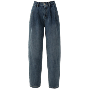 复古蓝老爹牛仔阔腿裤宽松长裤2026年新款春秋休闲直筒女裤镰刀裤