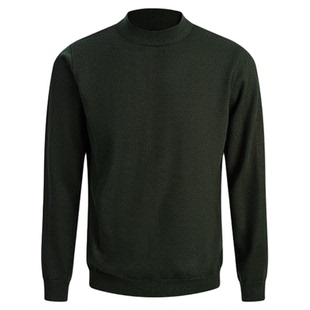 【加厚半高领针织衫】平圆方中毛衣冬季内搭套头纯色圆领打底衫男