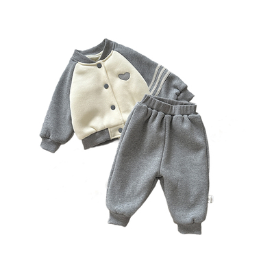 男童冬季加绒保暖棒球服裤子套装