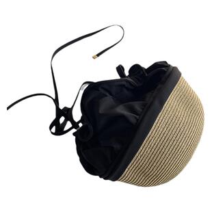 2025年新款帽子包包两用大檐布草拼接草帽女黑胶遮阳百搭防晒帽潮