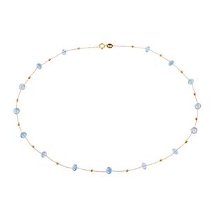 若华珠宝晶耀 瑞士蓝托帕石满天星项链女黄18K金彩宝锁骨链送女友