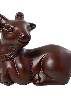 黑檀木雕羊摆件吉祥物客厅