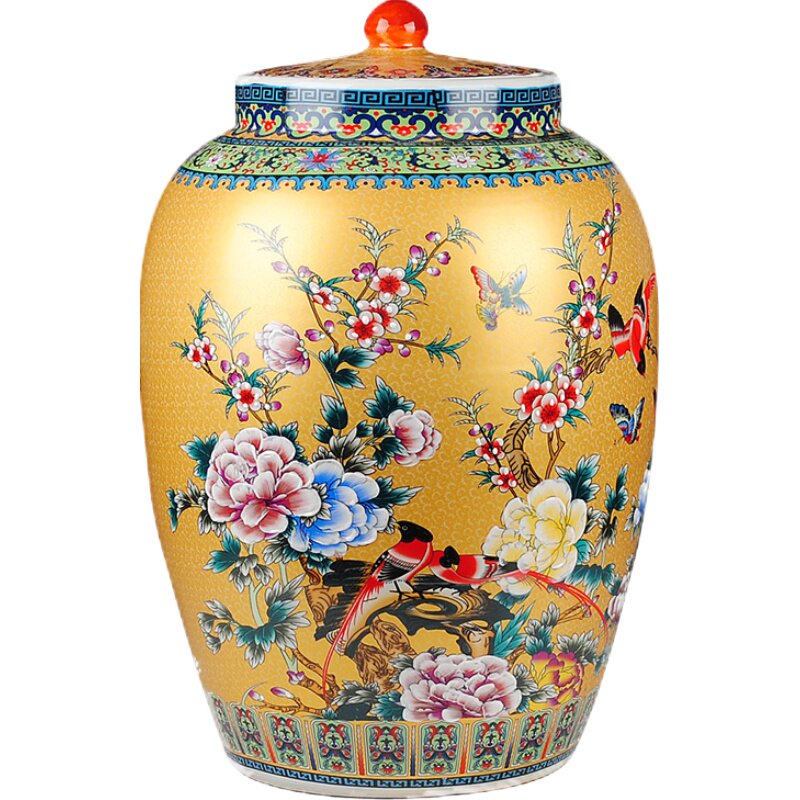 景德镇陶瓷带盖米缸20斤泡菜