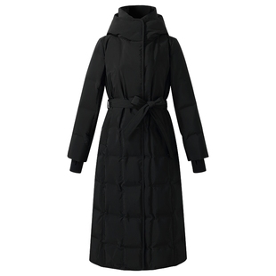 【95白鹅绒】歌莉娅长款羽绒服女冬季新款压胶保暖连帽黑外套