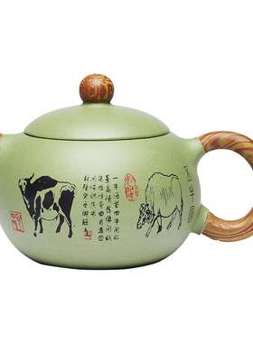 陈腐原矿豆青砂名家手工紫砂壶