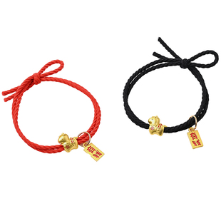 2026马年红绳编织手绳两用发绳女本命年可爱发圈马上有钱头绳皮筋