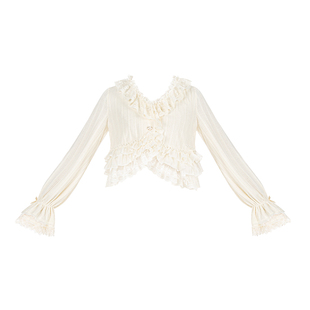 【花期】withpuji原创设计 蕾丝花边点缀薄款针织开衫双色lolita