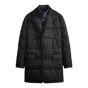 圣大保罗男士修身羽绒服中长款男秋冬保暖拉链衫无帽宽松外套