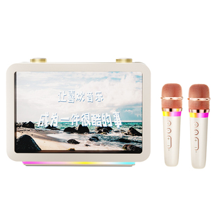 好牧人D60悬浮透明歌词音箱大音量蓝牙音响话筒ktv家用2026新款歌