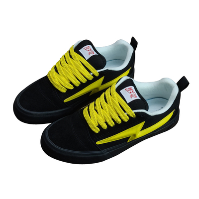 HNLY CLN黑黄拼色个性情侣美式街头板鞋闪电鞋胖胖面包鞋休闲鞋