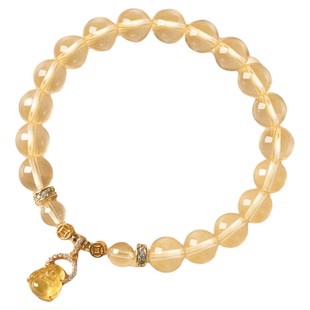 天然黄水晶手串补土手链土生金佛佑财至纳财聚福本命年转运饰品