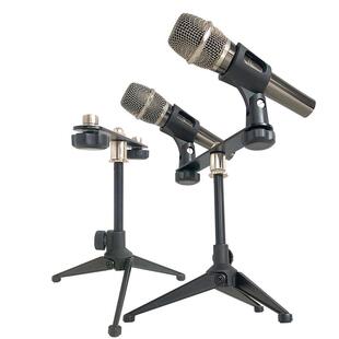 镀镍多头话筒架 加厚双头麦克风架 黑色一托二左右平衡咪头支架