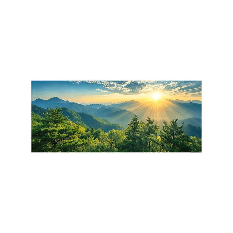 客厅山水风景装饰画宫崎骏治愈系雪山旭日自然风光沙发背景墙挂画