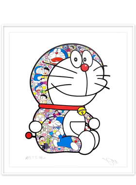 上隆签名胶印版画哆啦A梦装饰画