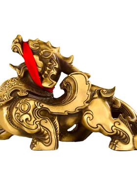 黄铜霸王貔貅公母一对家居摆件