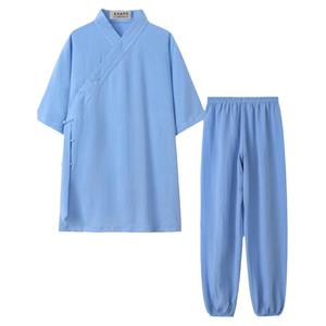 武当道袍道士服装男太极拳练功服女夏季短袖太极服道服武术服新款