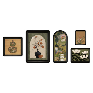 中古风客厅装饰画法式复古沙发背景墙挂画小众艺术组合壁画高级感