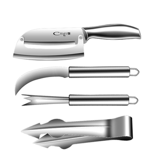 全钢菠萝刀四件套商用小弯刀不锈钢削皮神器甘蔗凤梨去眼专用工具