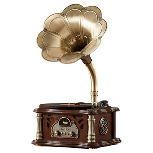 路曼诗留声机复古黑胶唱片机客厅音响老式电唱机欧式抖音蓝牙音箱