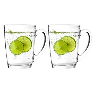 乐美雅加厚钢化玻璃杯家用耐热喝水泡茶杯子带把牛奶杯带盖早餐杯