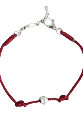珍珠瑞雪编织纯银红绳双结手链