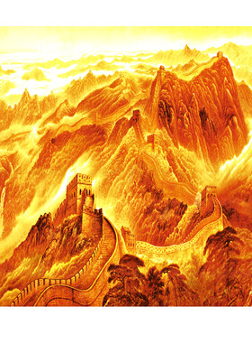 国画万里长城微喷打印宣纸山水画