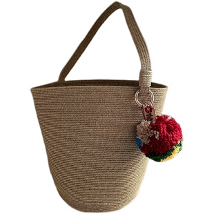 韩系女士草编包水桶包女士洋气时尚沙滩包编织包夏季小众INS系