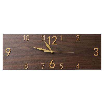复古木纹长方形石英钟装饰挂钟