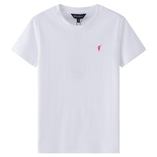 POLOWALK白色短袖t恤女士夏季新款圆领百搭日常打底衫女上衣