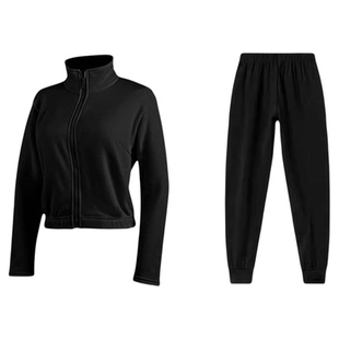 舞蹈服儿童女秋冬中国舞练功服套装跳舞加绒上衣外套黑色形体裤子